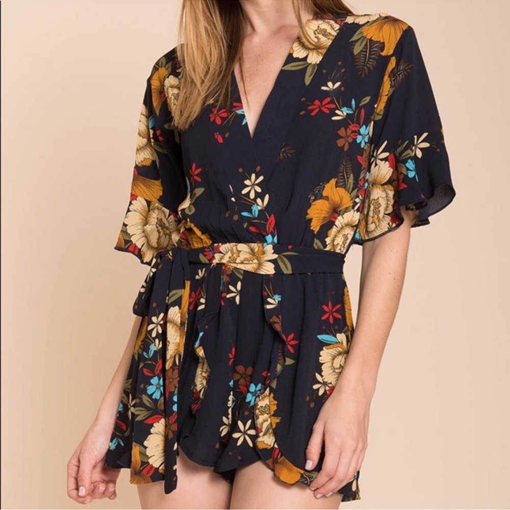 Floral V-Neck Romper